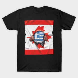 Greece Flag Canadian Flag Ripped - Gift for Greek From Greece T-Shirt